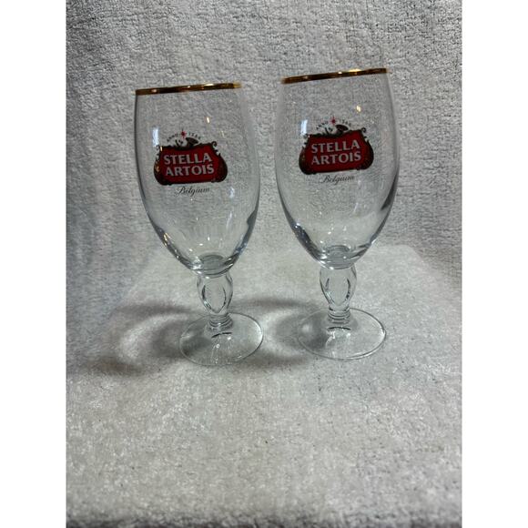 A Pair Of Stella Artois Limited Edition Belgium Beer Taster Tall Glass / Chalice - Picture 1 of 4